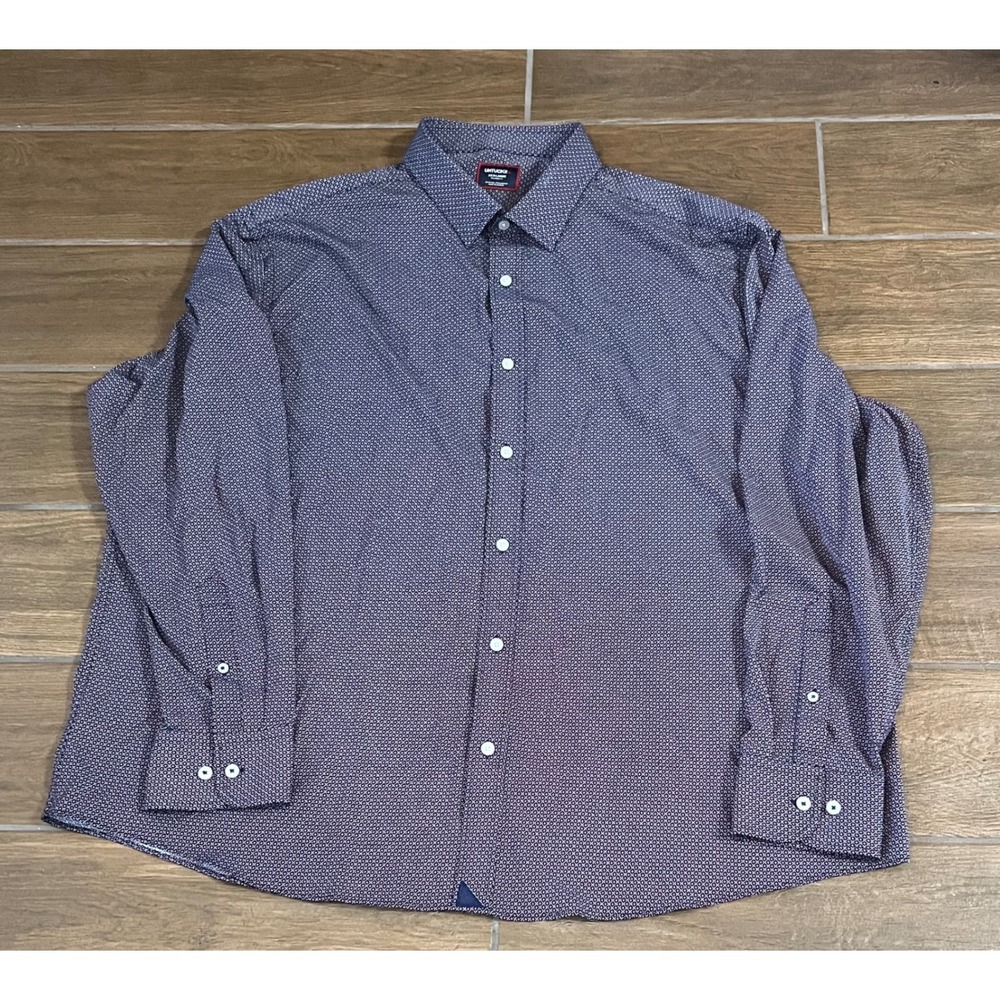 UNTUCKit Men's Peraldi Relaxed Fit Navy Geometric Stretch Shirt XXXL Performance - Picture 2 of 6